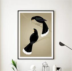 Art print - Pair of Huia Birds