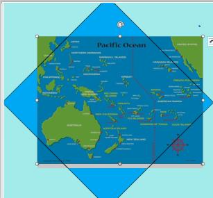 Map of the Pacific Ocean with Australia highlighted on a blue background